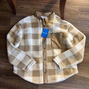 new Columbia Women's West Bend Shirt Jacket large tan white